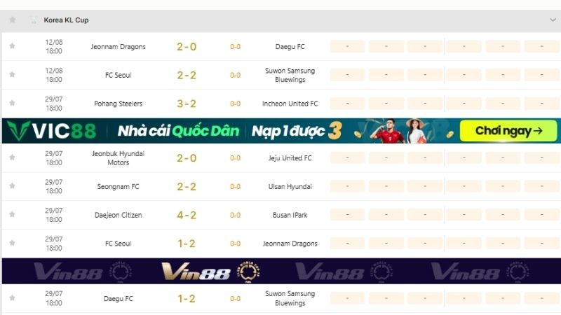 Xem KQBD Korea KL Cup tại KQBD 247